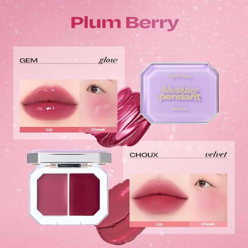 Alternativestereo Lip And Cheek Blushing Pendant Dual Finish Velvet And Glow Cream Blush Plus Lip Tint Buildable Long Lasting Stain Smooth