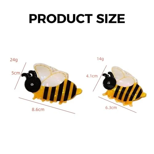 2 Pcs Honeybee Hair Claw Clip Bee Hair Clip Fun Animal Hair Clips For Women Funny Animals Bee Hair Accessories Barrettes For Thick And Thin