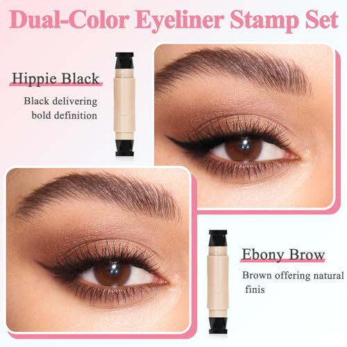 Dexspoeny 2 Pcs Rotating Eyeliner Stamp Pen Set Winged Eyeliner Stamp Waterproof Smudge Proof Eye Liner Tool For Perfect Wings Foldable Eye