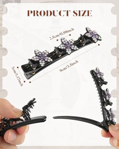 4 Pcs Sparkling Crystal Stone Braided Hair Clips Double Layer Pearl Butterfly And Flower Clips For Women And Girls Duck Bill Hair Barrettes