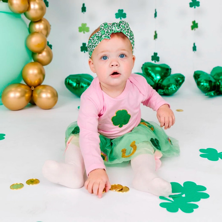 St.Patrick S Day Baby Girls Headband Toddler Infant Green Shamrock Turban