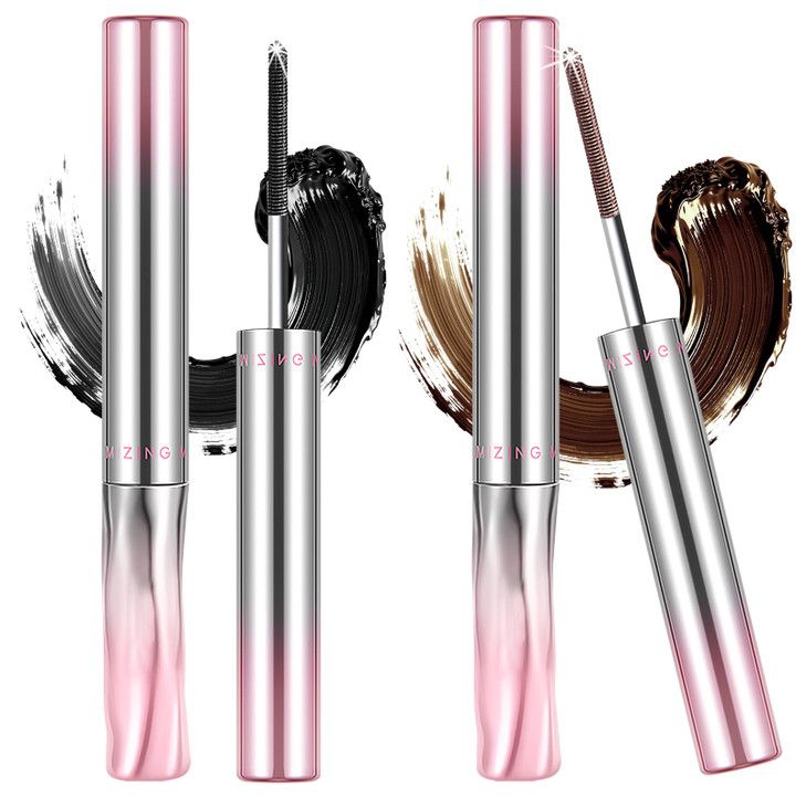 2Pcs Iron Wand Mascara Washable Mascara Volumizing Lengthening And Curling With Metal Wand Waterproof Smudge Proof Flake Free Clump Free