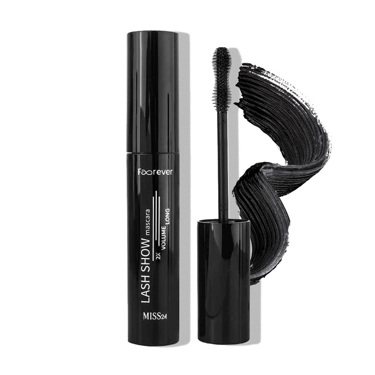 Miss2M Forever 2X Volume Plus Length Washable Mascara With Wide Eyed Fan Effect And Hourglass Mascara Brush For Bold Big Lashes 0.34 Fl Oz