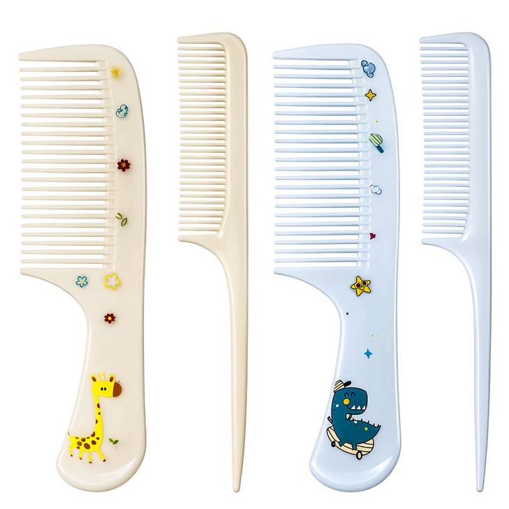 Jeffdad 4Pcs Baby Hair Comb Kids Hair Brush Set For Girls Boys Cute Hairs Comb Set Toddler Hairs Comb Mini Comb Rat Tail Hairs Styling Blue