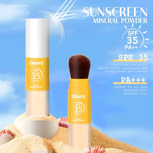 Mineral Powder Sunscreen For Face And Scalp Spf 35 Beach Essentials Brush On Sunscreen Setting Powder Oil Control Hair Sunscreen Face Powder