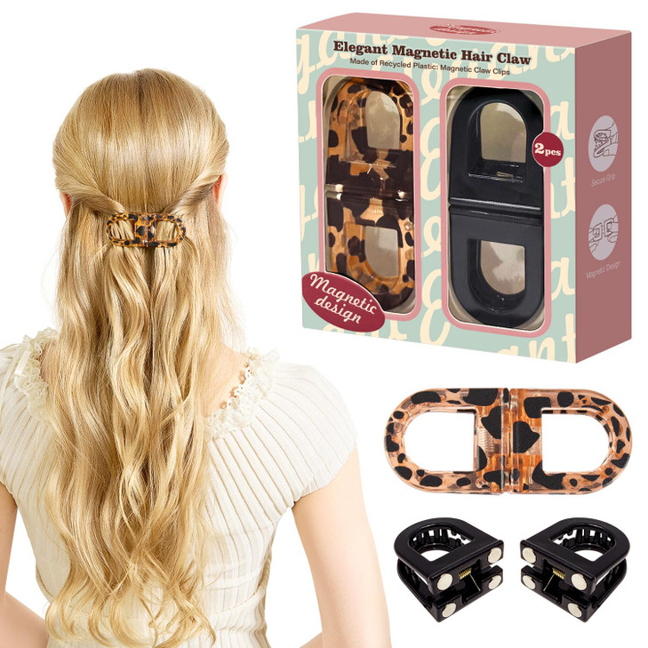 Rczetc Magnetic Hair Clips 2 Pack Hair Clips For Styling And Thick Hair Claw Clips And Barrettes For Women Strong Hold Non Slip No Crease