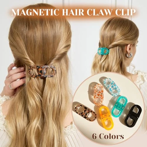 Rczetc Magnetic Hair Clips 2 Pack Hair Clips For Styling And Thick Hair Claw Clips And Barrettes For Women Strong Hold Non Slip No Crease