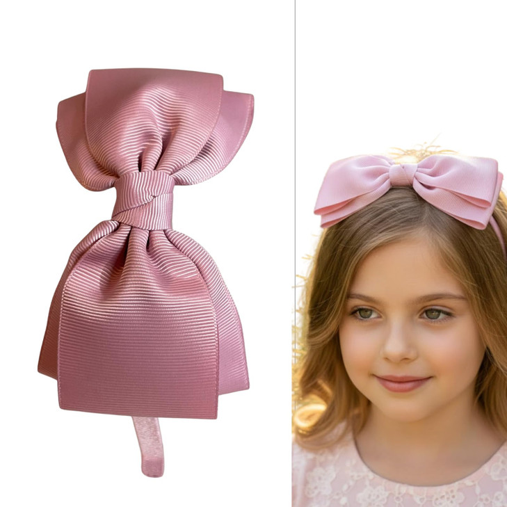 Classexceed Dusty Pink Bow Headband For Girls 4 12 Pink Headband With Bow For School Uniform And Back To School Handmade Grosgrain Ribbon