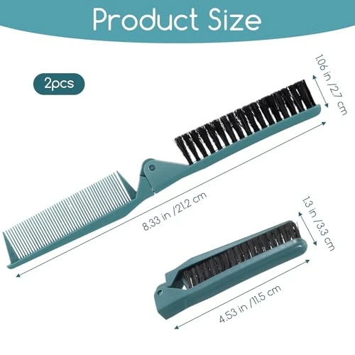 2 Pcs Double Teeth Folding Comb Portable Foldable Pocket Bristle Hairstyle Brush Double Headed Anti Static Comb Travel Foldable Hair Combs