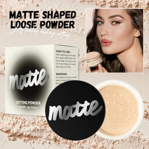 Beuking Matte Setting Powder Translucent Long Lasting Waterproof Concealer Face Loose Powder Light Breathable Oil Controlling Smooth Matte