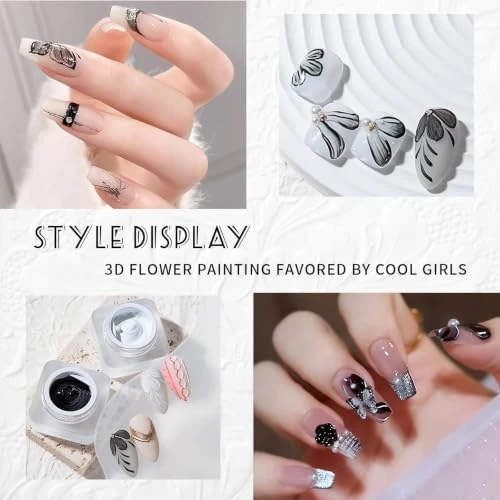 U Shinein Black Mirco Sculpture Painting Nail Gel With Chrome Nail Powder