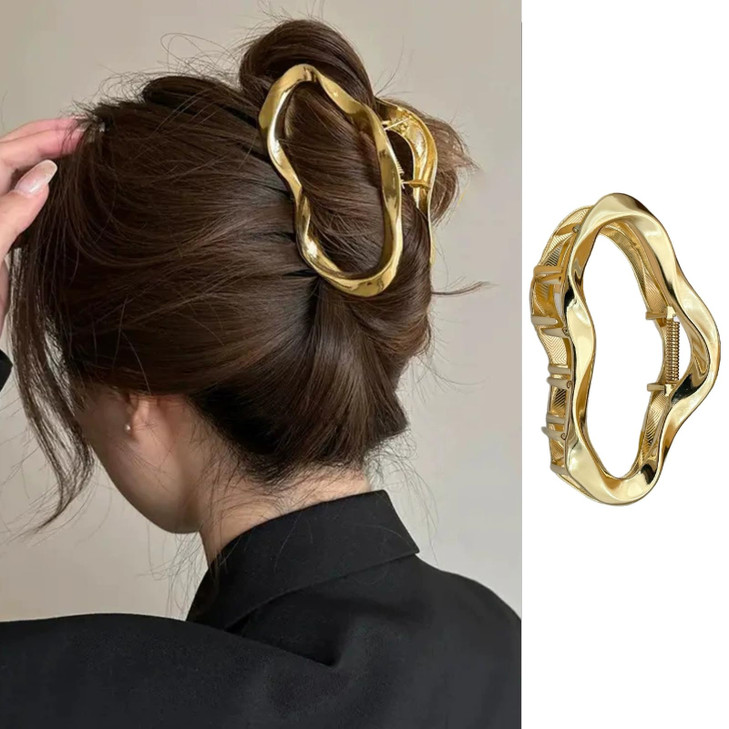 Fruzjay Large Metal Hair Claw Clips For Women Cloud Hair Clips Gold Cute Weather Hair Jaw Clamps Strong Hold Hair Catch Barrette Fashion