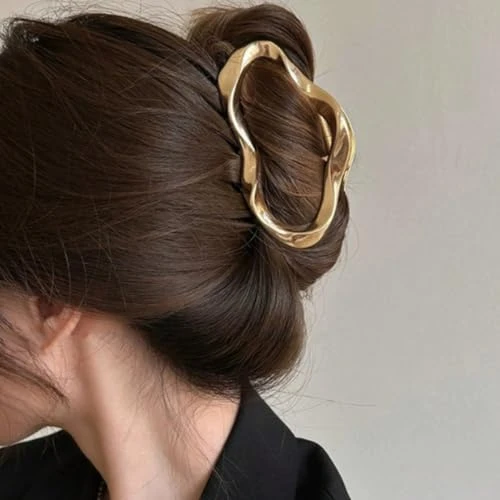 Fruzjay Large Metal Hair Claw Clips For Women Cloud Hair Clips Gold Cute Weather Hair Jaw Clamps Strong Hold Hair Catch Barrette Fashion