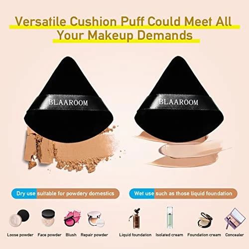 Blaaroom 6 Pcs Velvet Triangle Powder Puff Triangular Design Makeup Soft Sponge Puff For Face Exquisite Eyes Contouring For Loose Mineral