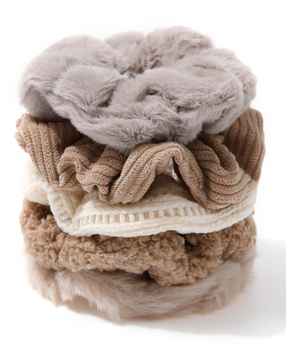 Ufgin 5 Pcs Furry Scrunchies Elastic Hair Scrunchies For Women And Girls
