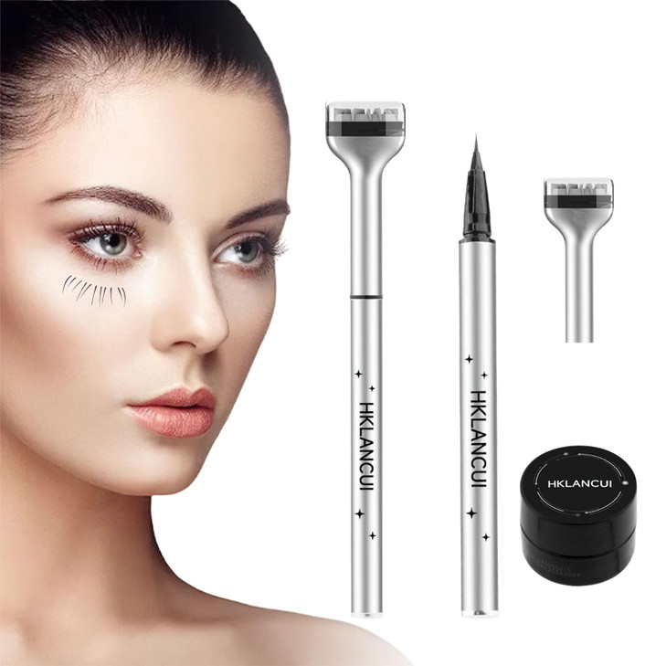 Ylapagne Lower Lash Stamp Lower Eyelash Stamp Set With Ink Waterproof Sweatproof Liquid Eyeliner Double Head Seal Pen 2 In 1 Eyeliner With