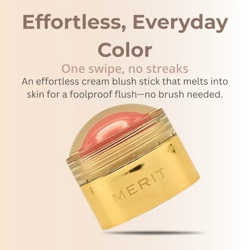 Merit Flush Balm Cream Blush Lusitano Soft Peach Hydrating Radiant Cheek And Lip Tint Stick With Vitamin E Lightweight Buildable Vegan And