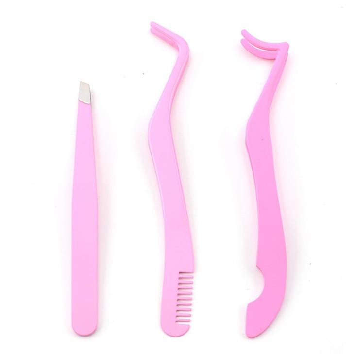 Gbstore 3 Pcs Eyelash Applicators Tools Stainless Steel Eyelash Clusters Tweezers For Eyelash Extension Lash Extension Tweezers For False