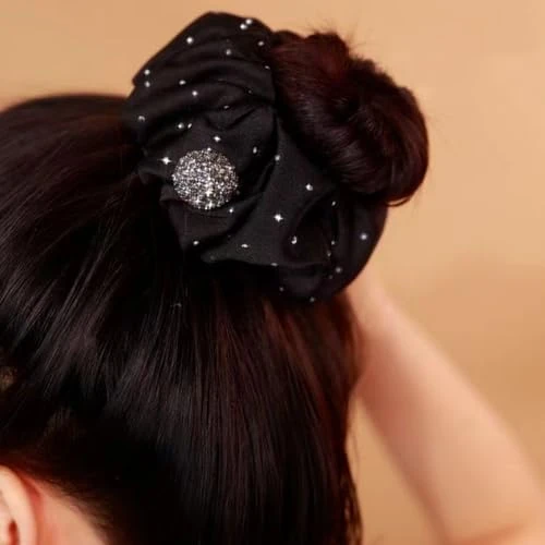 Asggbah Hair Clip 1Pc Black Bird Nest Hairball Hair Claw With Flower Edge Expandable Ponytail Holder Cute Hair Bun Maker For Women And Girls