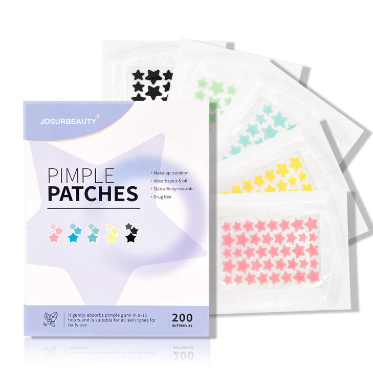 Josurbeauty Invisible Pimple Patches For Face Acne Patches Zit Patches Cute Star Covers 3 Sizes 8Mm 10Mm And 12Mm 200 Count