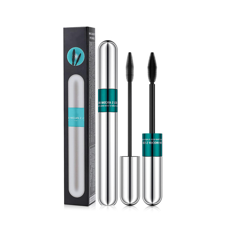 2 In 1 Mascara 5X Longer Waterproof Lash Cosmetics 4D Silk Fiber Mascara Long Lasting Waterproof And Smudge Free Eye Cosmetics With Natural