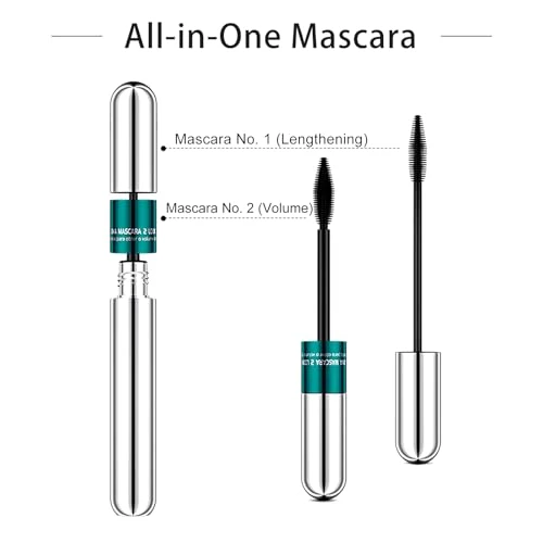 2 In 1 Mascara 5X Longer Waterproof Lash Cosmetics 4D Silk Fiber Mascara Long Lasting Waterproof And Smudge Free Eye Cosmetics With Natural