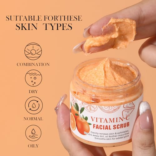 Vitamin C Face Scrub Deep Cleansing Exfoliating Face Wash Scrubs For Women Men Facial Exfoliating Scrub Anti Aging Anti Oxidant Facial