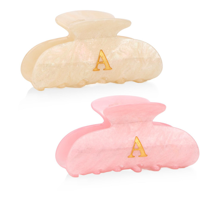 Aco Uint 2 Pack Hair Claw Clips For Women Acrylic Claw Clips With Glitter Letter A Cute Hair Accessories For Thin Or Thick Hair Bridesmaid