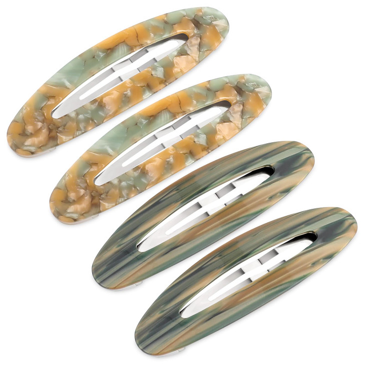 4Pcs Large Snap Hair Clips For Women Acetate Hair Clip Snap Barrettes For Girls Medium Hair Accessories 3.5Inch Green