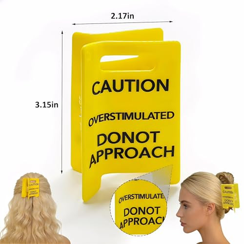 Overstimulated Caution Sign Hair Claw Clip Do Not Approach Sign Hair Claws Hair Clips Funny Yellow Warning Hair Clip For Thick Hair Funny