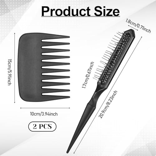 2 Pcs Professional Wig Brush And Comb Set 3 Row Wire Detangling Brush