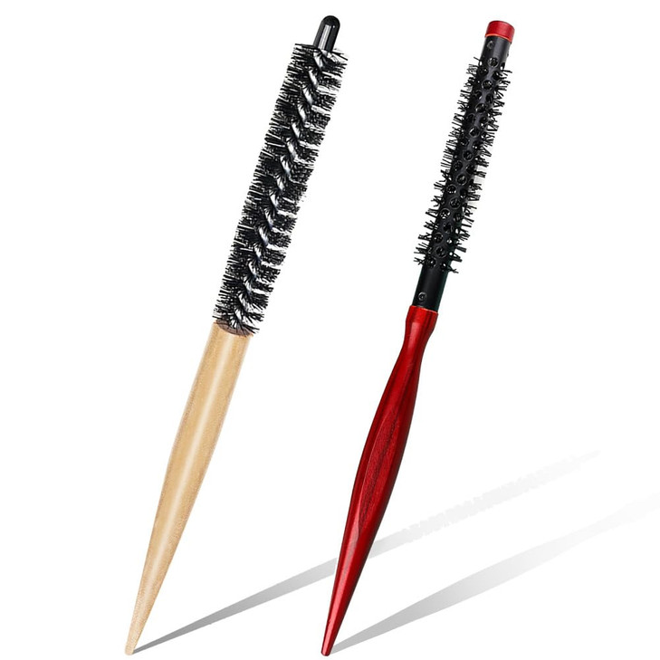 2 Styles Mini Round Hair Brushes For Short Thin Hair And Mustache