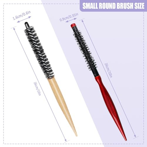 2 Styles Mini Round Hair Brushes For Short Thin Hair And Mustache