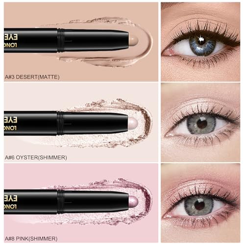 Wugbc 3 Pcs Cream Eyeshadow Sticks Set Highly Pigmented Long Lasting And Creaseproof Matte Glitter Eye Shadow Sticks Easy Blendable Shimmer