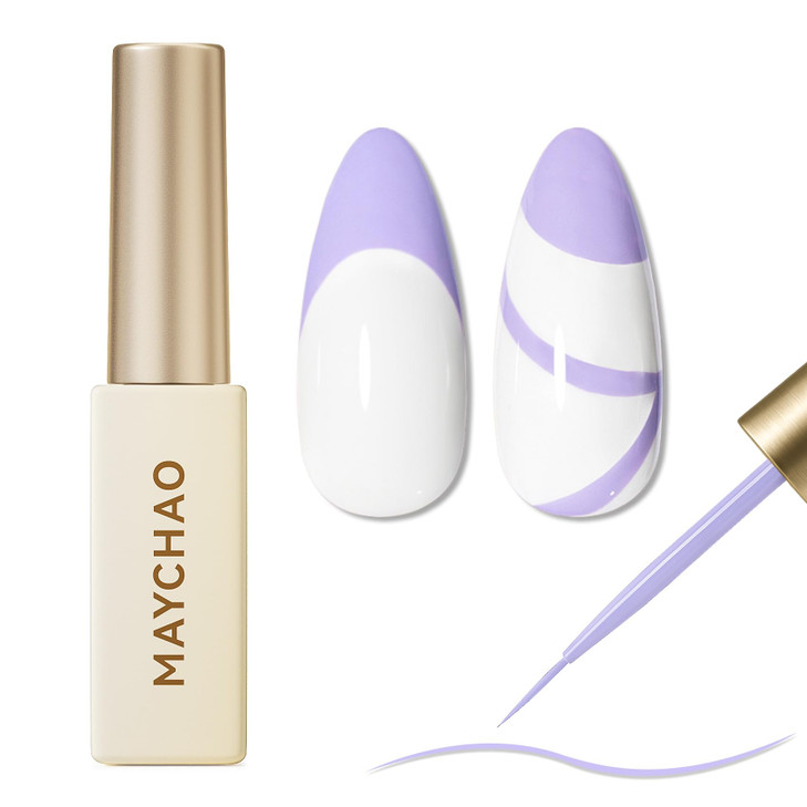 Maychao Purple Swirl Gel Liner Nail Art Polish 8Ml Spring Summer Pastel Purple Gel Color Built In Thin Brush Uv Light Cure For French Nail