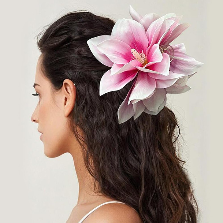 Pink Flower Claw Clips For Women Thick Hair Flowers Large Claw Clip Lotus Flower Hair Clips For Women Clawclip Hairclip Pretty Hairclips