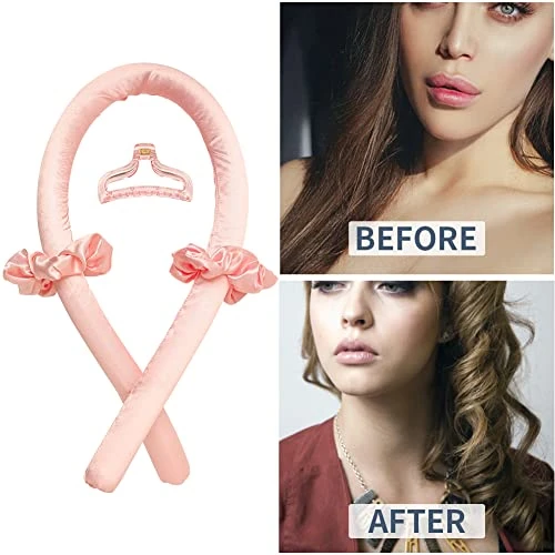 Heatless Curling Rod Headband No Heat Silk Ribbon Curling Rod Hair Roller Curls With Hair Claw Clip Lazy Natural Soft Wave Diy Hair Rollers
