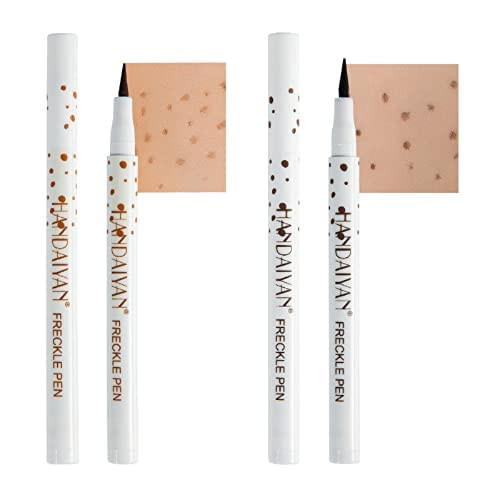 4 PCS Freckle Pen,Natural Lifelike Faux Fake Freckles Makeup Pen,Waterproof Long Lasting Quick Dry (01 Light Brown+02 Natural Coffee+03 Chestnut+04 D