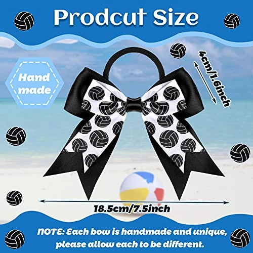 Mtlee 9 Pack Volleyball Hair Bows Elastic Scrunchies Ribbon Ponytail Holder Sport Cheerleader Supplies Hair Accessories For Teen Girls