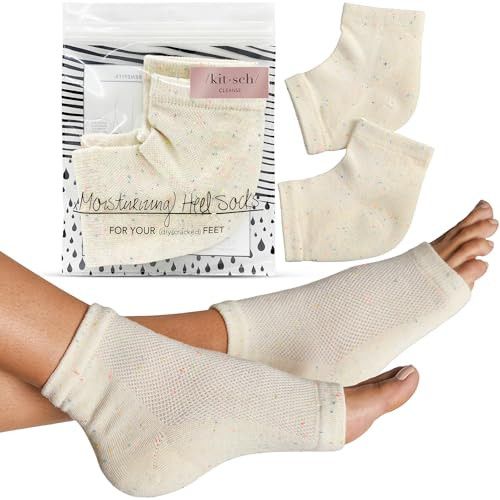 Kitsch Moisturizing Socks for Cracked Heel Treatment  Reusable Spa Socks for Women & Men with Insulated Gel Lining - Overnight Heel Socks for Dry Cr