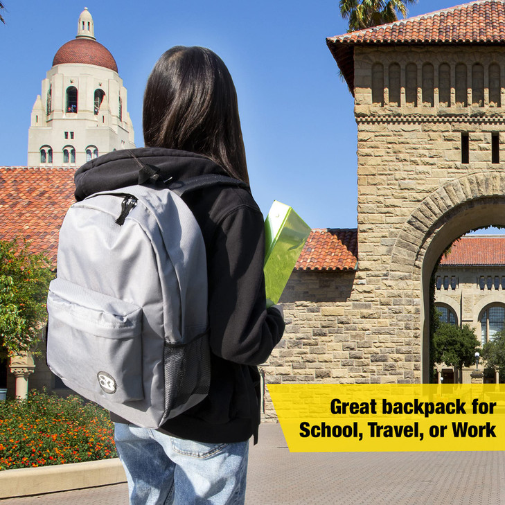 BAZIC Products School Backpack 17" Mustard, Lightweight School Bag Padded Back & Adjustable Strap for Students, Travel Bag Fit A4 Notebook, 1-Pack