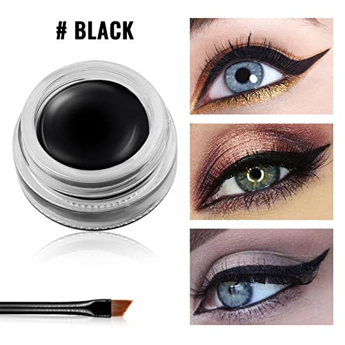 Erinde Black Gel Eyeliner Waterproof Cream Eyeliner Gel Pot High Intensity Pigments Long Lasting Smudge Proof Eye Liner Eyebrow Makeup