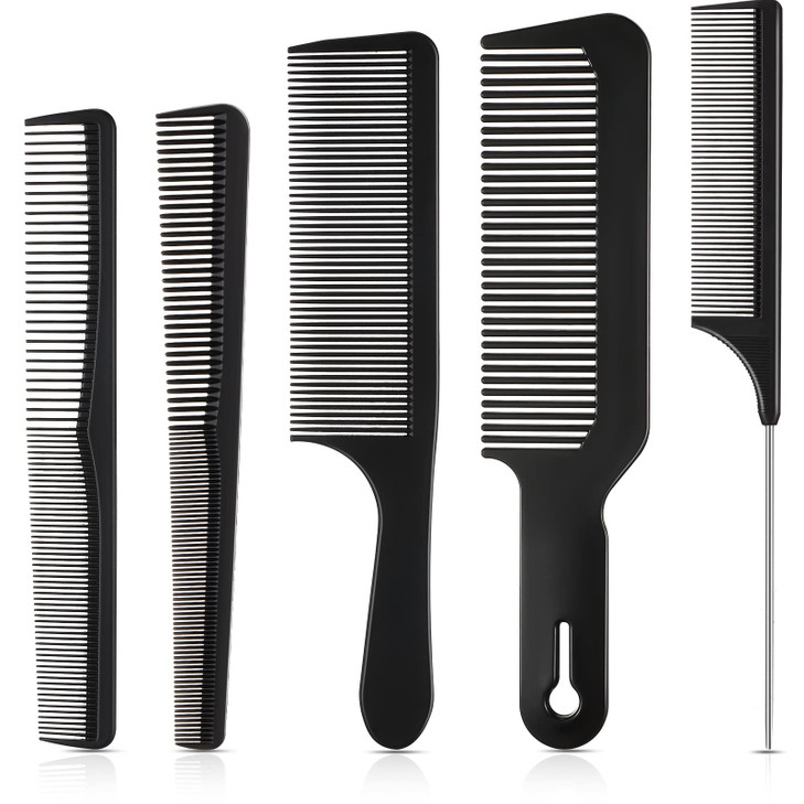 Patelai 5 Pieces Hair Cutting Comb Set Carbon Fiber Barber Comb Hair Styling Combs Fine Teeth Anti Static Heat Resistant Hairdressing