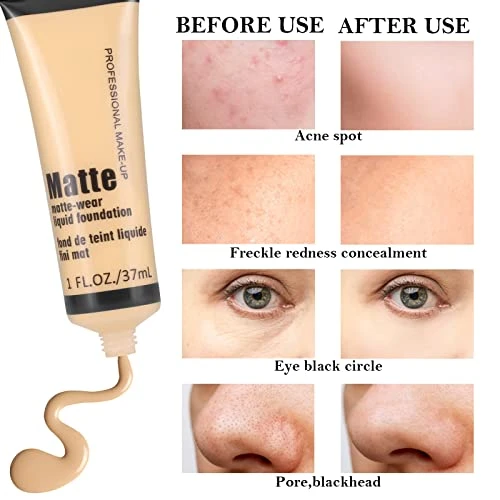 Boobeen Full Coverage Foundation Concealer Liquid Foundation Matte Creamy Foundation Smoothing Lightweight Flawless Makeup Base