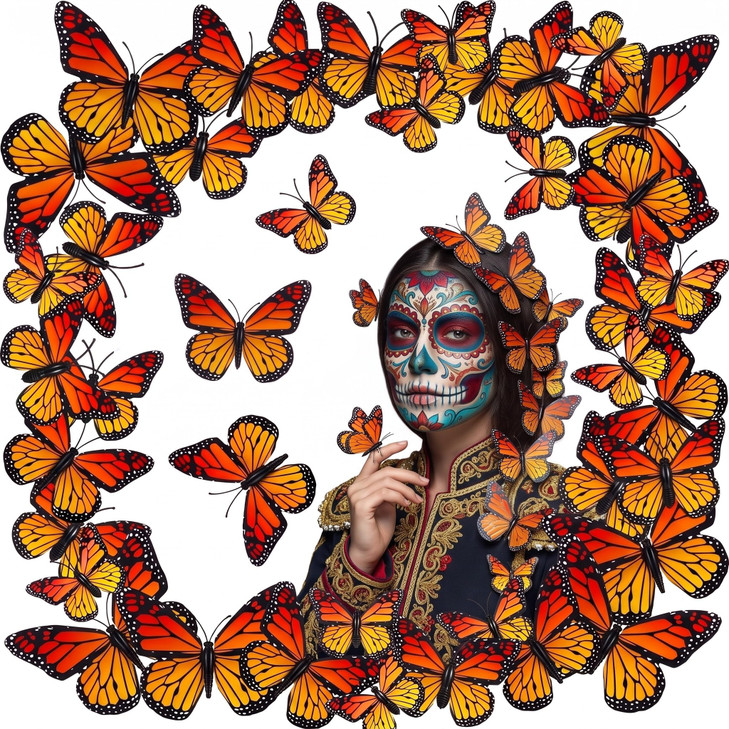 Willbond 24 Pieces Halloween 3D Monarch Butterfly Hair Clips Orange