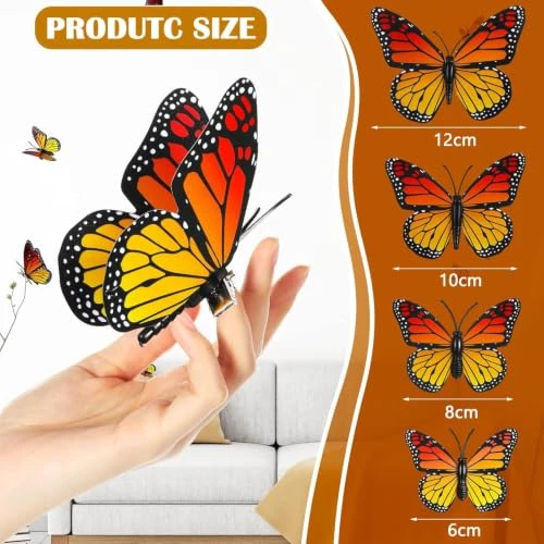 Willbond 24 Pieces Halloween 3D Monarch Butterfly Hair Clips Orange