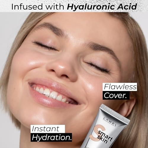 Lamel Smartskin Serum Tinted Foundation Hydrating And Nourishing Hypoallergenic And Skin Caring Color Correcting Anti Aging Formula With