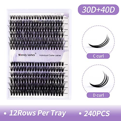 Wendy Lashes Cluster Lashes 30D 40D 240Pcs 12 16Mm C D Curl