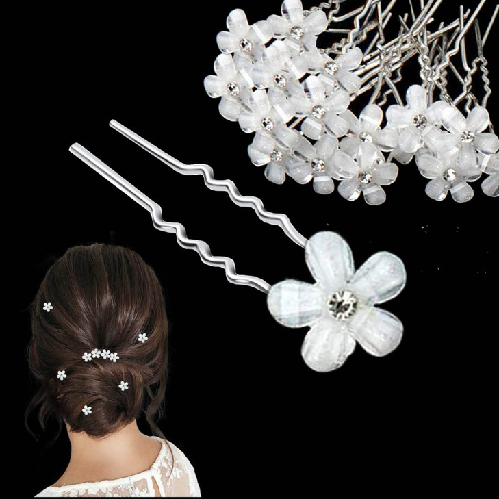 40Pcs Bridal Wedding Hair Pins Betterjonny Rhinestone Flower Hair Barrettes U Shape Hairpins For Wedding Prom Bride Bridesmaid Women Girls