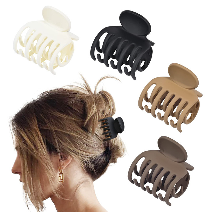 Deeka Double Row Teeth Hair Clips Small Claw Clips For Thin Hair 4 Pack 1.6 Medium Matte Non Slip Short Hair Accessories For Women And Girls